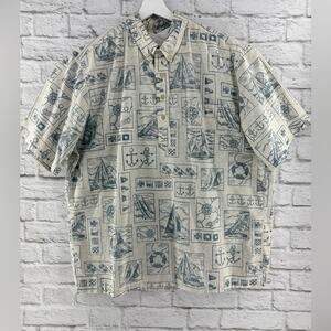 Reyn Spooner Kloth Hawaiian Aloha Yachting Tapa Popover Shirt XXL